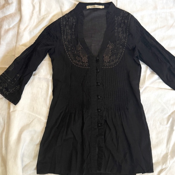 MONORENO Women’s Embroidered Boho Black Tunic Small - Picture 2 of 11